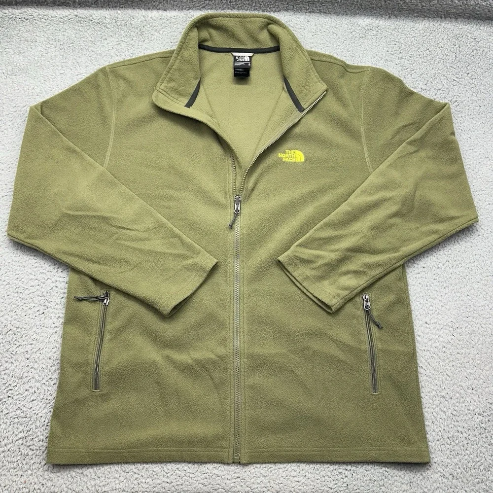 The North Face CF2Q Mens XL Sage Green Full Zip 100% Polyester Fleece Jacket F15
